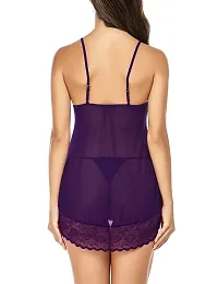IGNOTO Babydoll Lingerie for Women || Nightwear, Honeymoon Sleepwear Baby Doll Dress for Ladies ||1024-PPL Purple-thumb1