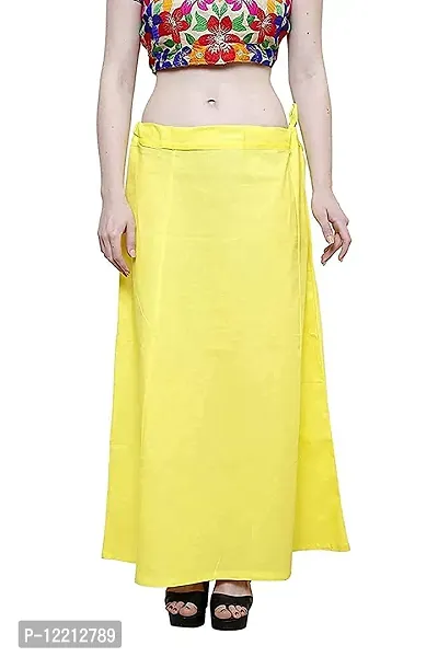 Reliable Yellow Cotton Blend Solid Stitched Patticoat For Women-thumb2