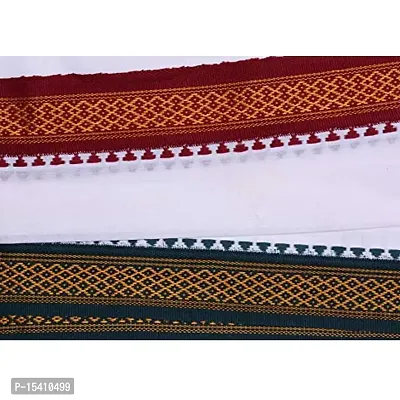 IGNOTO (Pack of 3) Handloom White Cotton Gamcha/Bath Towel/Kerala Thorthu/ Angocha || Light Weight, Fast Absorbing, Quick Drying-thumb2