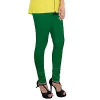 IGNOTO Premium Leggings for Women  Girls || Churidar Ankle Length Made of Soft Stretch Comfortable Breathable Cotton Mix Lycra Solid Colors (Multi Color Free Size) LG-PLN-GRN-thumb1