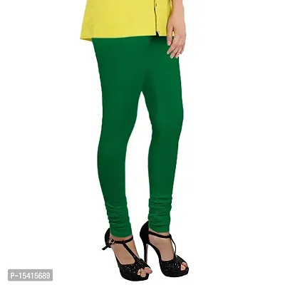 IGNOTO Premium Leggings for Women  Girls || Churidar Ankle Length Made of Soft Stretch Comfortable Breathable Cotton Mix Lycra Solid Colors (Multi Color Free Size) LG-PLN-GRN-thumb2