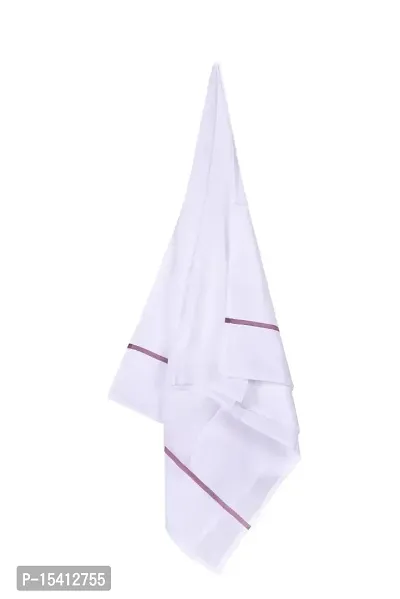 IGNOTO Handloom White Cotton Bath Towel/Kerala Thorthu/ Gamcha/Angocha (30x60, 2.5 feet Width x 5 feet Length, Light Weight, Fast Absorbing, Quick Drying) Pack of 3-thumb3