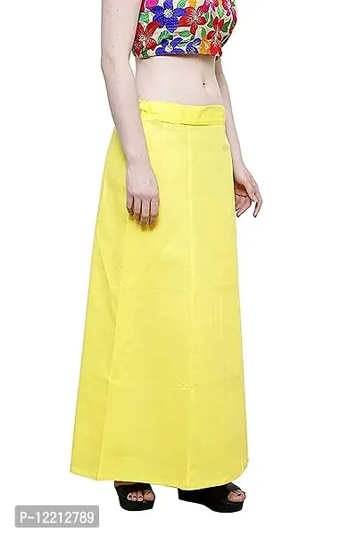 Reliable Yellow Cotton Blend Solid Stitched Patticoat For Women-thumb3