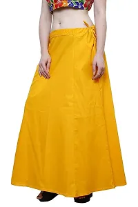 Reliable Yellow Cotton Blend Solid Stitched Patticoat For Women-thumb1