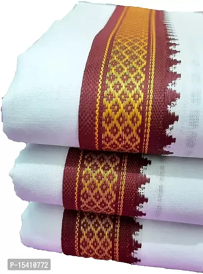 IGNOTO (Pack of 2) Handloom White Cotton Gamcha/Bath Towel/Kerala Thorthu/ Angocha || Light Weight, Fast Absorbing, Quick Drying-thumb5