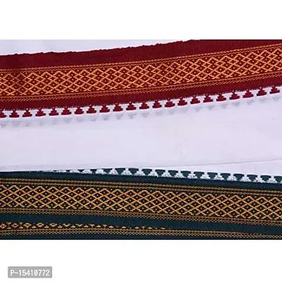 IGNOTO (Pack of 2) Handloom White Cotton Gamcha/Bath Towel/Kerala Thorthu/ Angocha || Light Weight, Fast Absorbing, Quick Drying-thumb2