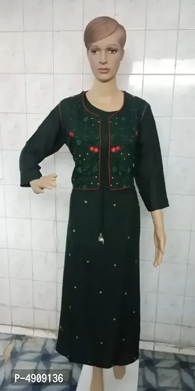 Ethnic Embroidered Gown With Koti-thumb0