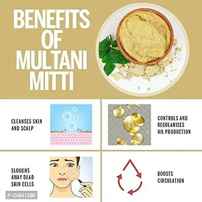 Organic 100% Pure Multani Mitti (Fuller's Earth) Skin Face Clay for Oil Control-thumb2