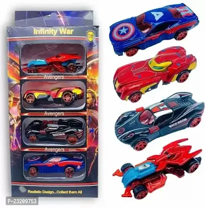 Littlewish 4 Cars Toys Free Wheel High Speed Unbreakable Diecast Metal Toy Car Play Set (Multicolor, Pack Of 1)