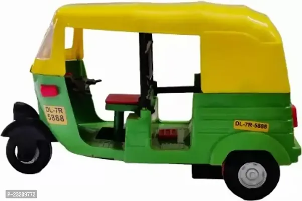 Littlewish Pull Push Back Cng Auto Rickshaw Toy For Kids (Multicolor, Pack Of 1)