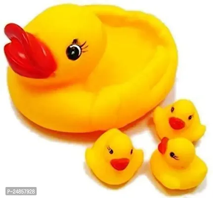 Chu Chu Sound Soft Non-Toxic Toddler Baby Bath Toys- Animal Shape (4 DUCK Pc Chu Chu) Bath Toy  (Yellow)-thumb0