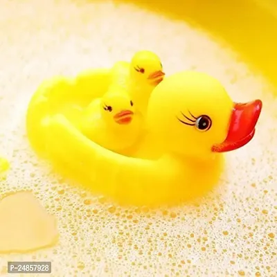 Chu Chu Sound Soft Non-Toxic Toddler Baby Bath Toys- Animal Shape (4 DUCK Pc Chu Chu) Bath Toy  (Yellow)-thumb2