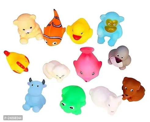 Chu Chu Sound Soft Non-Toxic Toddler Baby Bath Toys- Animal Shape (12pc chuchu)-thumb0