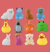 12Pcs Cute Soft Rubber Float Squeeze Sound Baby Bath Play Chuchu Animals Toys-thumb3