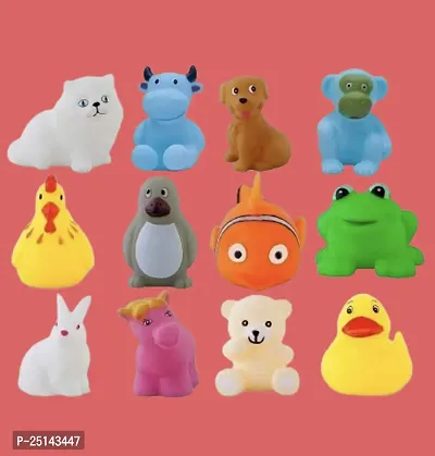 12Pcs Cute Soft Rubber Float Squeeze Sound Baby Bath Play Chuchu Animals Toys-thumb4