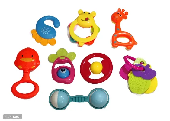 Baby Rattles and Teether for Infants Pack of 8 Sound Making entertainement Toy for Kids Rattle