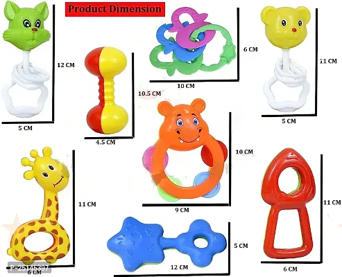 Rattles and Teether for Babies, Plush Rings, Set of 7 Pcs - Colourful Lovely Attractive Rattles and Teether for Babies, Toddlers  Children-thumb4