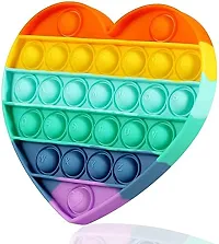 Round Square Heart Shape Pop Bubble Stress Relieving Silicone Pop It Fidget Toy Pack of 3 - Multicolor-thumb1