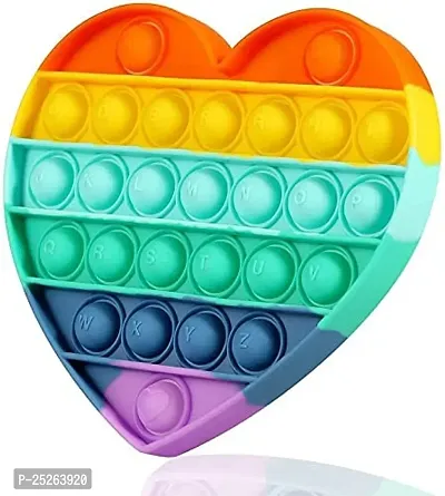 Round Square Heart Shape Pop Bubble Stress Relieving Silicone Pop It Fidget Toy Pack of 3 - Multicolor-thumb2