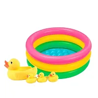 Littelwish Inflatable 2 Feet Baby Bath Tub with Chu Chu Sound Squeeze Duck Family Bath Toy Set (2 FEET  Duck)-thumb2