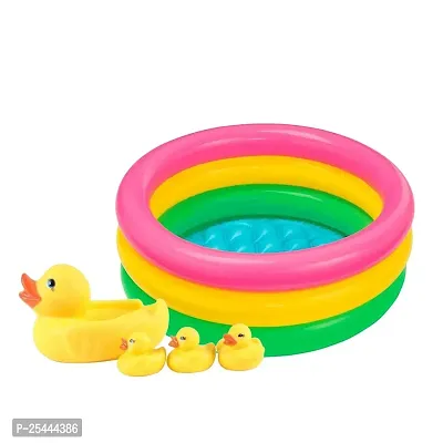 Littelwish Inflatable 2 Feet Baby Bath Tub with Chu Chu Sound Squeeze Duck Family Bath Toy Set (2 FEET  Duck)-thumb3
