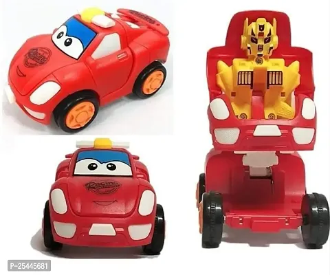littelwish Plastic Push and Go Robot Car for Kids, Push Button Transformation Car, 360 Degree Stunt Friction Cars for Kids, Mini Robot Toy Vehicle for Boys and Girls, Multicolor, 2+Years (Pack of 1)