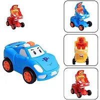littelwish Plastic Push and Go Robot Car for Kids, Push Button Transformation Car, 360 Degree Stunt Friction Cars for Kids, Mini Robot Toy Vehicle for Boys and Girls, Multicolor, 2+Years (Pack of 1)-thumb1