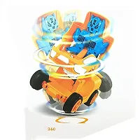 littelwish Plastic Push and Go Robot Car for Kids, Push Button Transformation Car, 360 Degree Stunt Friction Cars for Kids, Mini Robot Toy Vehicle for Boys and Girls, Multicolor, 2+Years (Pack of 1)-thumb3