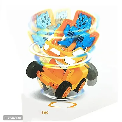 littelwish Plastic Push and Go Robot Car for Kids, Push Button Transformation Car, 360 Degree Stunt Friction Cars for Kids, Mini Robot Toy Vehicle for Boys and Girls, Multicolor, 2+Years (Pack of 1)-thumb4