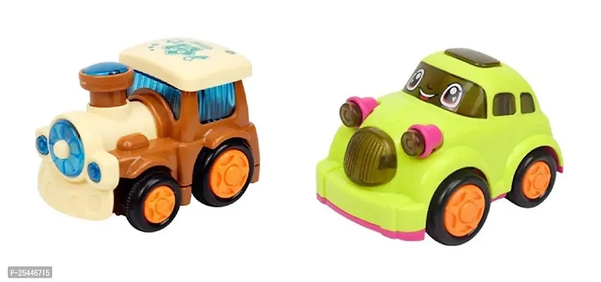 Littelwish unbreakable friction car wit unbreakable train engine set of 2(Multicolor)