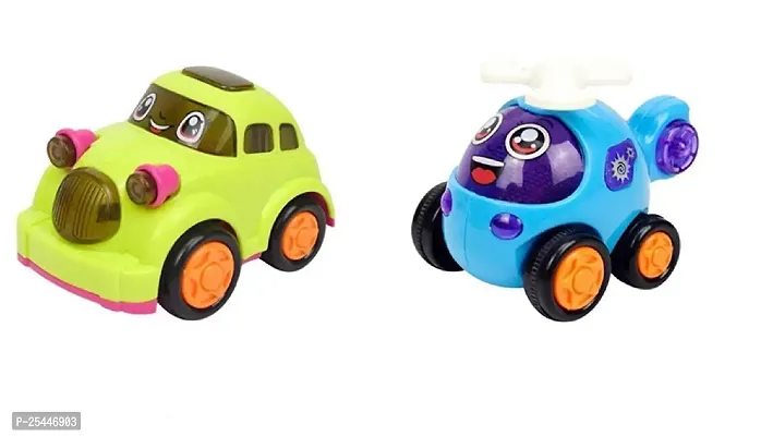 Littelwish unbreakable friction car wit unbreakable helecopter  toy set of 2(Multicolor)-thumb0