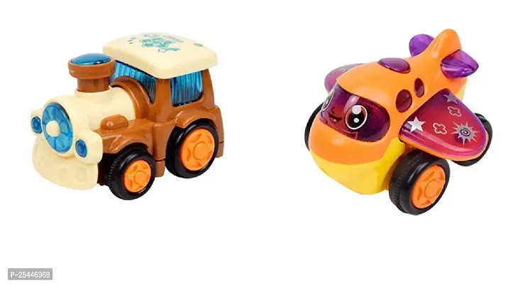 Littelwish unbreakable friction train engine wit unbreakable plane  toy set of 2(Multicolor)