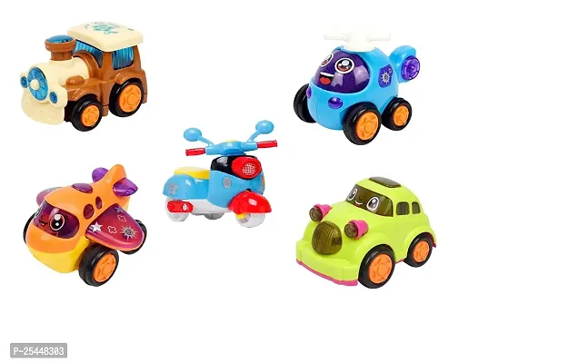 Littelwish Unbreakable Friction Toy Vehicle Set,4 cars Toys |1 scooter Friction Toy for Kids (Set of5)(Random Color)