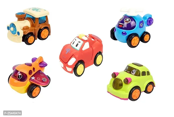 Littelwish Unbreakable Friction Toy Vehicle Set,4 cars Toys |1 robot car Friction Toy for Kids (Set of5)(Random Color)