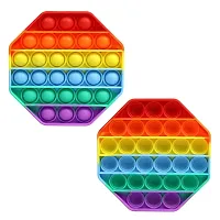 Littelwish Pack Pop It Pop Its Rainbow Pop Fidget Toys Poppet Push Pop Bubble Fidget Popping Sensory Toy for Kids and Adults, 2 Shapes Fidget Poppers-thumb4