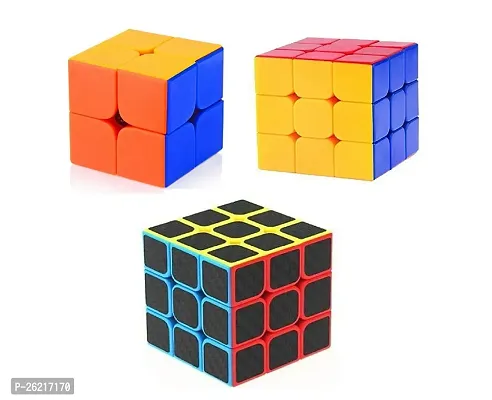 Littelwish Challenging High Speed Smooth Stickerless Cube Combo Of 2x2,3x3 And 3x3 Neon Black Carben Magic Puzzle Cube  (3 Pieces)