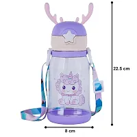 Littelwish Water Bottle for kids, Cute Design Water Bottle with Sipper, Sipper bottle for Kids -Anti-leak Kids Cartoon Water Bottle for Kids - 550M (Purple)-thumb3