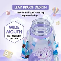 Littelwish Water Bottle for kids, Cute Design Water Bottle with Sipper, Sipper bottle for Kids -Anti-leak Kids Cartoon Water Bottle for Kids - 550M (Purple)-thumb2