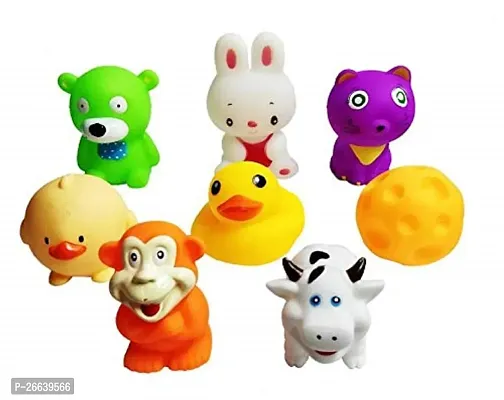 Littelwish Non-Toxic Baby Squeeze Sound Bath Toy Colourful Chu Chu Set of 8 Pcs Mix Animal Shape Toy