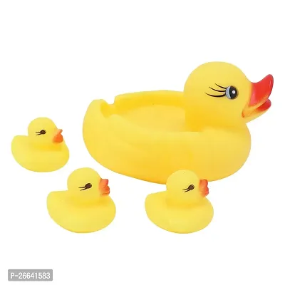 Littelwish Chu chu Sound Duck Family Ducklings Bath Toys Baby Bathing Water Pool Tub Non-Toxic Toddler Rubber Squeaky Lovely Floating Mother with 03 Little Duckletts for Kids Boys  Girls-thumb0