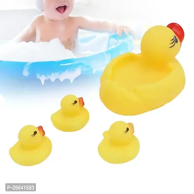 Littelwish Chu chu Sound Duck Family Ducklings Bath Toys Baby Bathing Water Pool Tub Non-Toxic Toddler Rubber Squeaky Lovely Floating Mother with 03 Little Duckletts for Kids Boys  Girls-thumb3