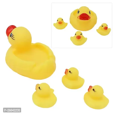 Littelwish Chu Chu Duck Family Bath Toys Non-Toxic Rubber Squeezy Bathtub Toys for Baby, Toddlers, Infants