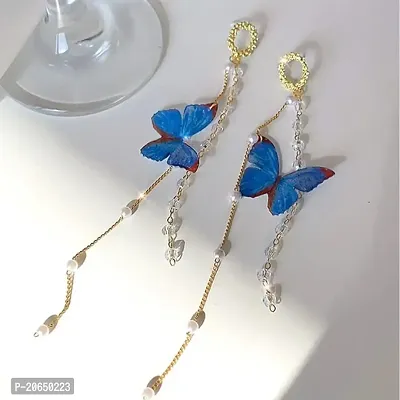 Gold Plated Korean Style New Trendy Elegant Drop Colourful Butterfly Earrings Cubic Zirconia Alloy Earring Set, Drops  Danglers-thumb0