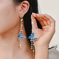 Gold Plated Korean Style New Trendy Elegant Drop Colourful Butterfly Earrings Cubic Zirconia Alloy Earring Set, Drops  Danglers-thumb3