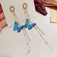 Gold Plated Korean Style New Trendy Elegant Drop Colourful Butterfly Earrings Cubic Zirconia Alloy Earring Set, Drops  Danglers-thumb2