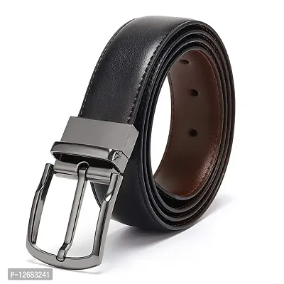 Saugat Traders Men's Belt | PU Leather Reversible Black  Brown Belt With Buckle For Men's/Boy's-thumb0