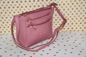 Lookool Handbag for Girls, Women - Messenger/Shoulder Bag - Stylish Trendy Classic Tote Handbag with Zipper Closure (Light Pink)-thumb2
