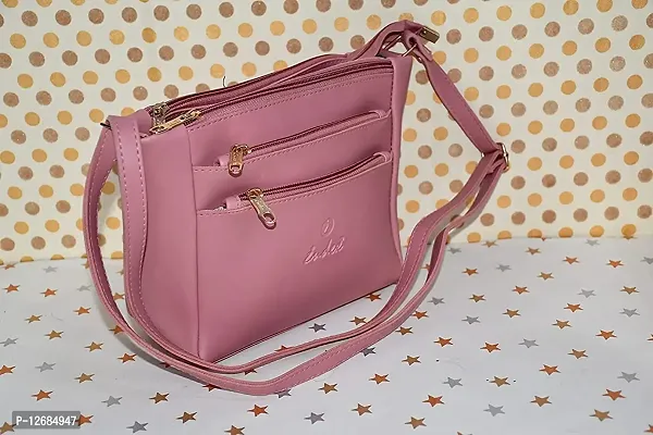 Lookool Handbag for Girls, Women - Messenger/Shoulder Bag - Stylish Trendy Classic Tote Handbag with Zipper Closure (Light Pink)-thumb3