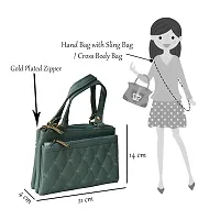 Saugat Traders Sling Bag for Girls and Women - Leather Sling Crossbody Bag - Adjustable and Detachable Straps - Latest Stylish Trendy Handbags (Green)-thumb3