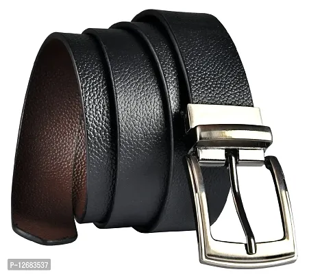 Saugat Traders Men's Leather Belt Formal Reversible Black and Brown - Size 32-thumb0